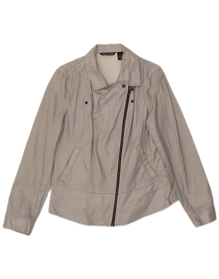 Dkny Bomber Jacket pentru femei UK 12 Medium Gri Bumbac