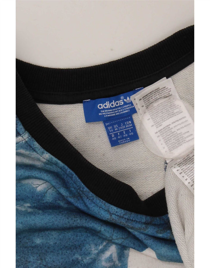 Pulover de hanorac grafic Adidas pentru femei UK 14, mare, albastru Tie Dye Poliester