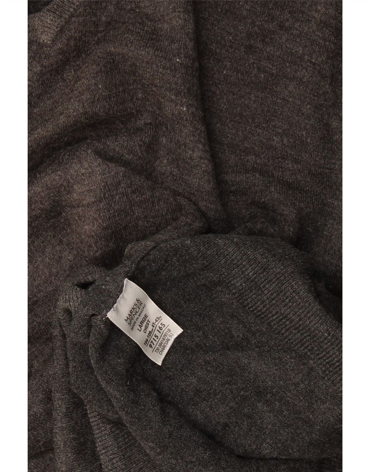 Pulover pentru bărbați Marks & Spencer, cu decolteu în V, mare, gri acrilic
