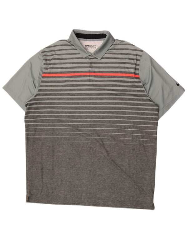 Tricou polo Nike pentru bărbați Dri Fit 2XL, poliester cu dungi gri