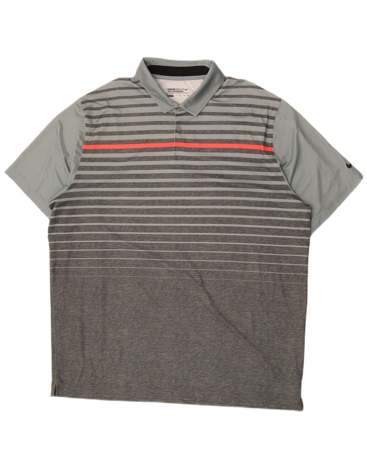 Tricou polo Nike pentru bărbați Dri Fit 2XL, poliester cu dungi gri
