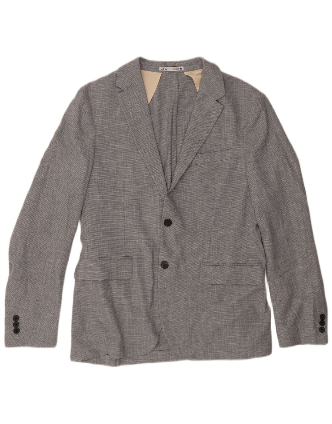 Jachetă blazer pentru bărbați Zara, cu 2 nasturi, UK 40, mare, gri, poliester cu picioare de găină