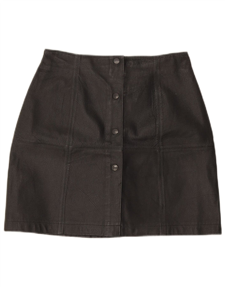 Fusta Mini din piele vintage pentru femei W25 XS piele neagră