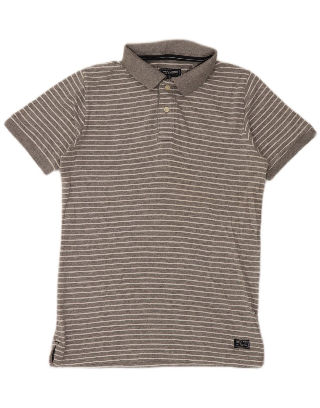 Tricou polo Woolrich pentru bărbați, bumbac cu dungi gri mici