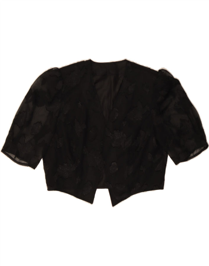 VINTAGE Womens Bolero Jacket UK 12 Medium Black Floral Vintage Vintage and Second-Hand Vintage from Messina Hembry 