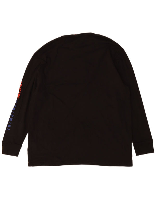 Top grafic pentru bărbați Tommy Hilfiger cu mânecă lungă, bumbac mediu negru