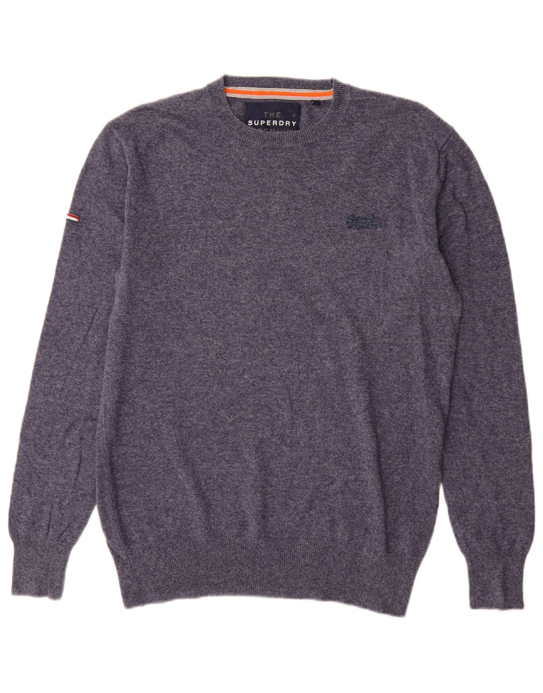 Pulover Superdry pentru bărbați, cu gât crew, bumbac mediu albastru bleumarin