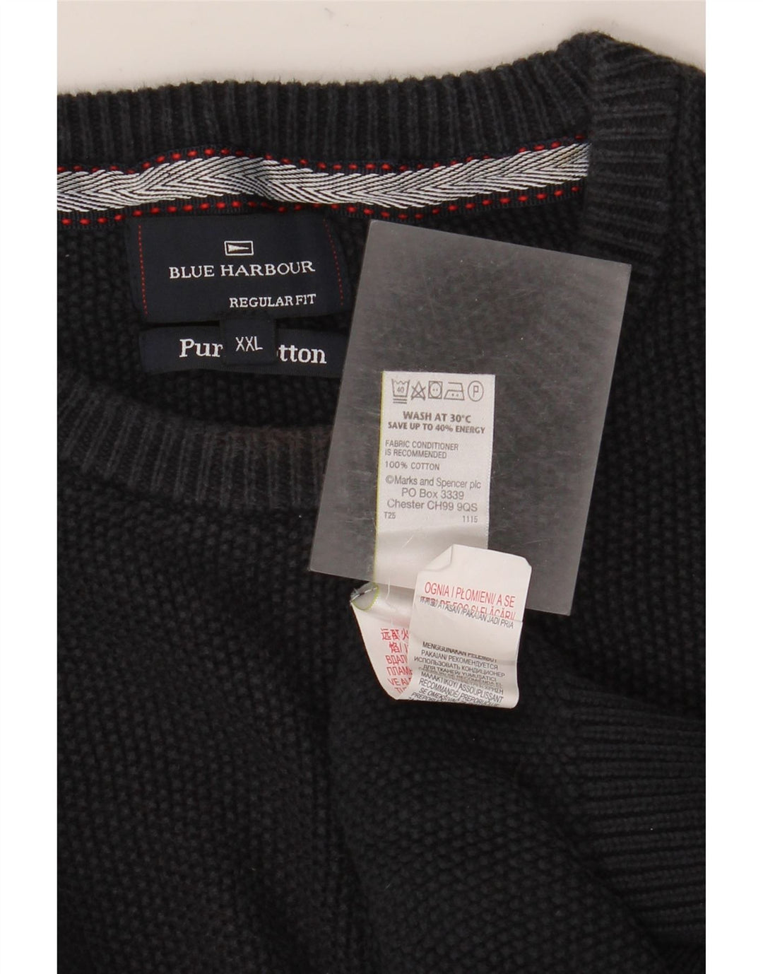 Marks & Spencer Pulover pentru bărbați, Blue Harbour, cu gât crew, 2XL, bleumarin