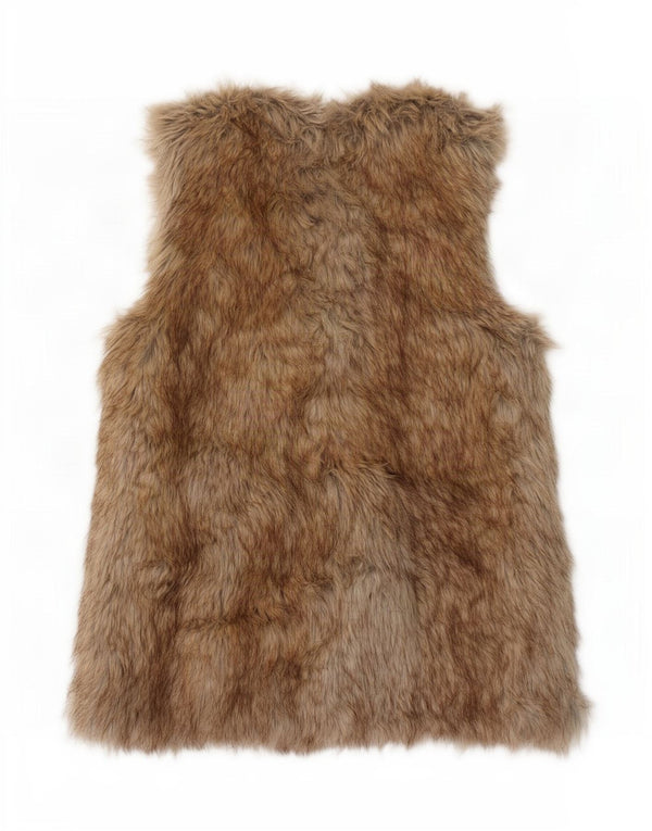Gilet Zara Femei Trafaluc Faux Fur UK 12 Medium Bej Acrilic