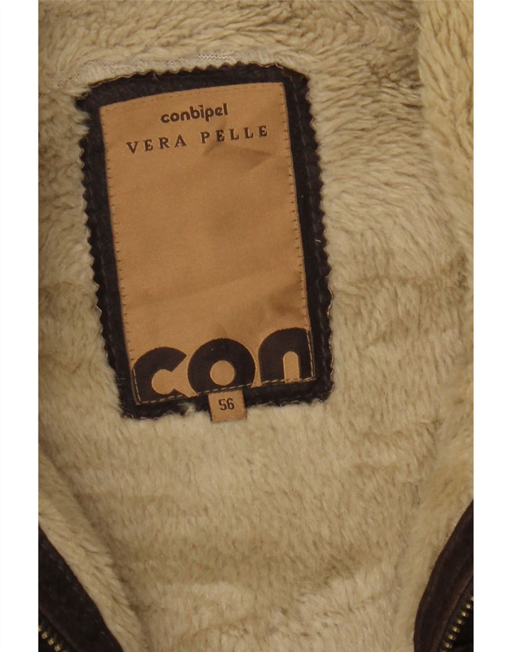 Jachetă din piele Sherpa Conbipel pentru bărbați IT 56 2XL din piele maro