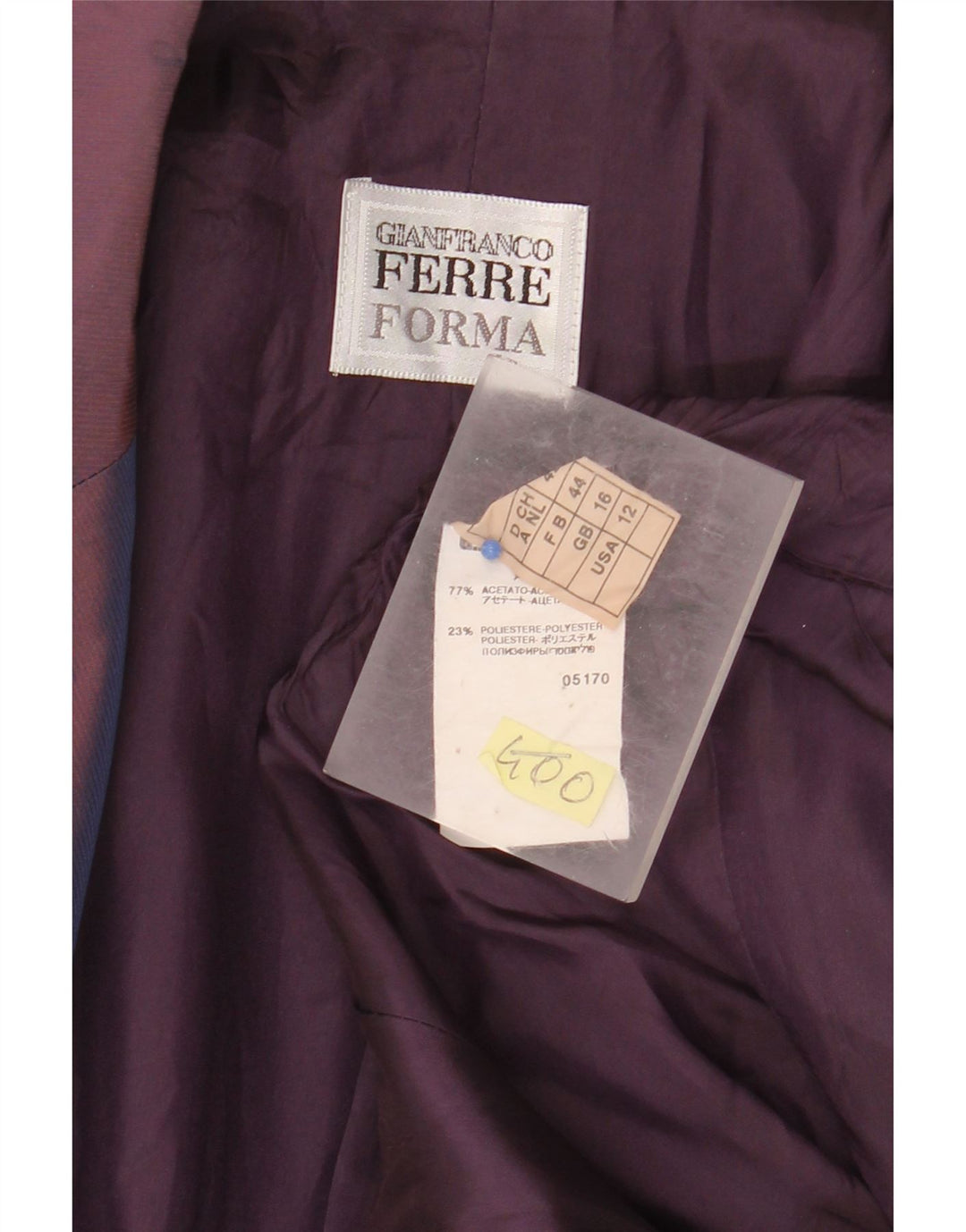 GIANFRANCO FERRE Jachetă pentru femei cu 2 nasturi, UK 16, mare, violet, florală