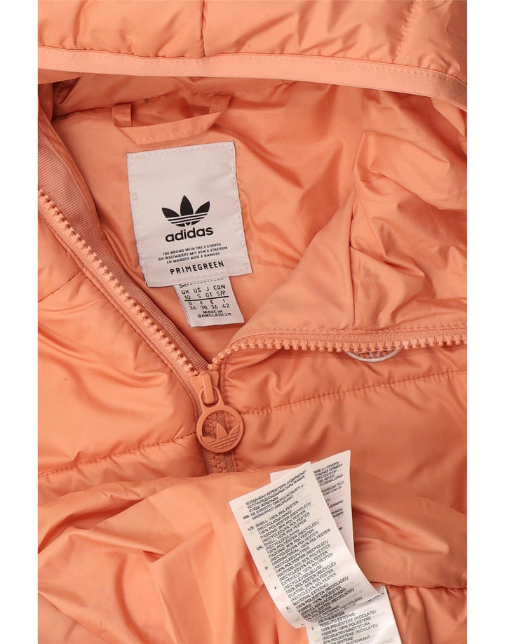 Jachetă căptușită cu glugă Adidas Primegreen pentru femei UK 10 Poliester portocaliu mic