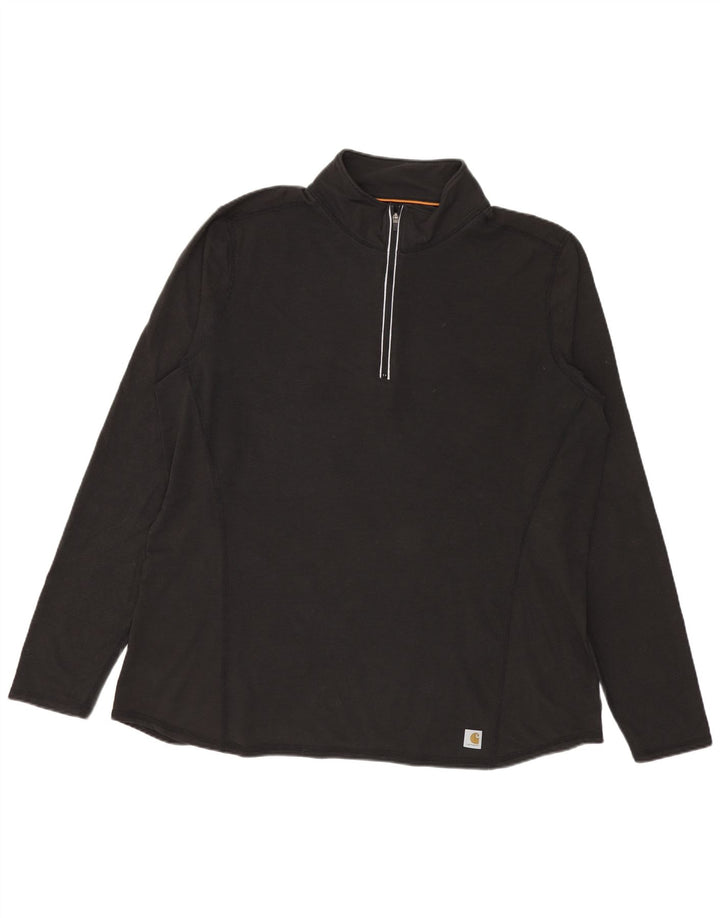 Top pentru femei Carhartt, cu fermoar și gât, cu mânecă lungă US 16/18 XL, poliester negru