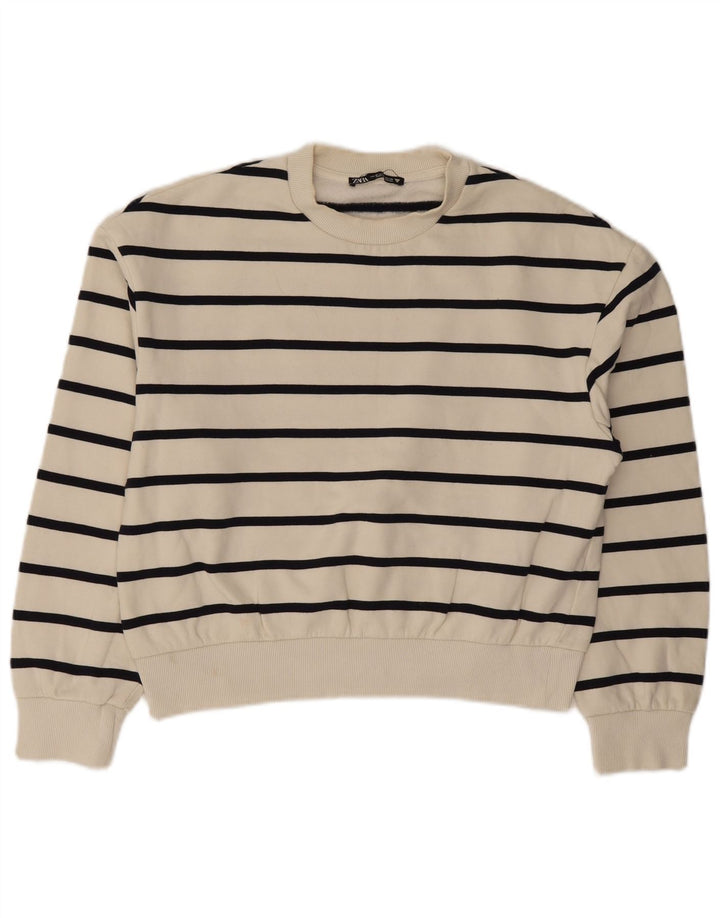 Pulover pentru damă Zara Crop Pulover UK 14 Bumbac cu dungi albe medii