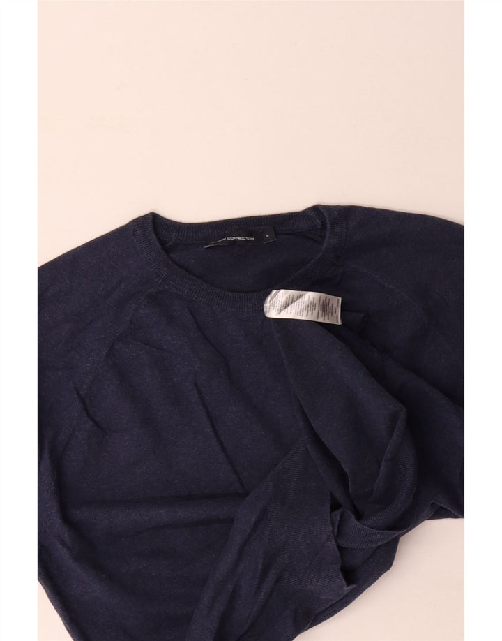 FRENCH CONNECTION Pulover pentru bărbați cu gât crew pulover mare din bumbac bleumarin
