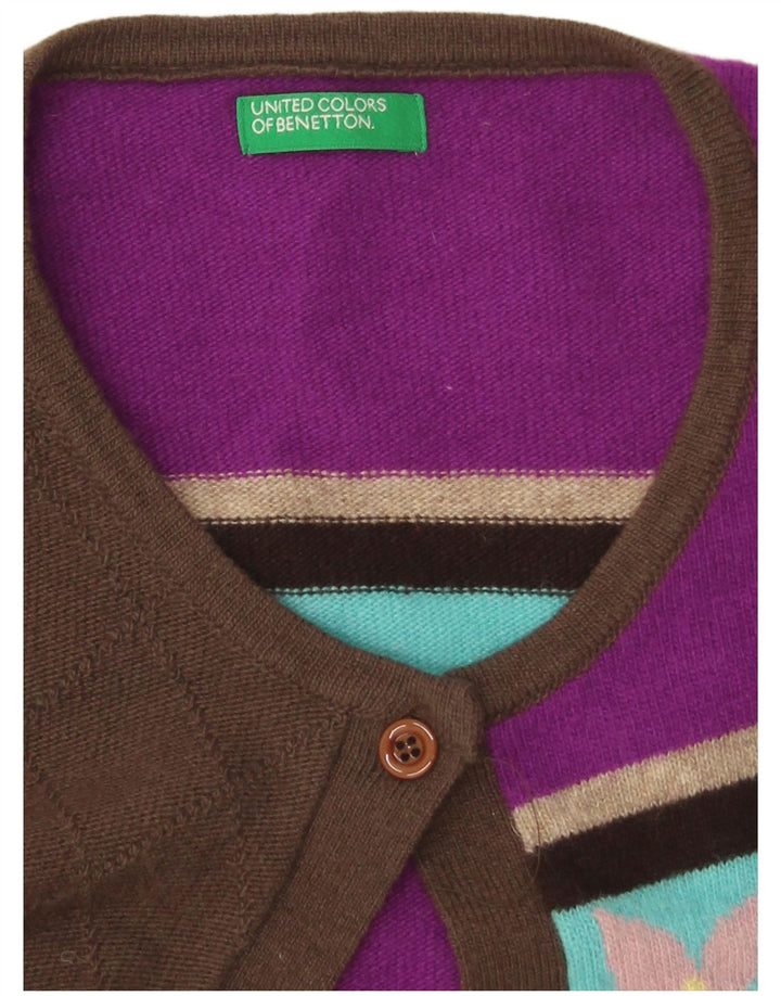 Pulover cardigan Benetton pentru femei cu mâneci 3/4 UK 12 mediu multicolor