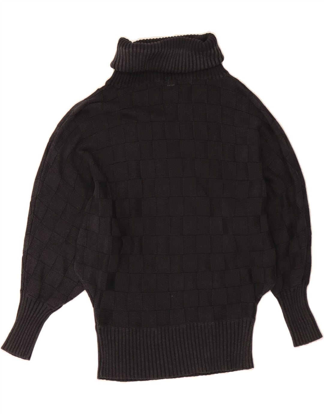 SKUNKFUNK Womens Roll Neck Jumper Sweater UK 12 Medium Black Geometric Vintage Skunkfunk and Second-Hand Skunkfunk from Messina Hembry 