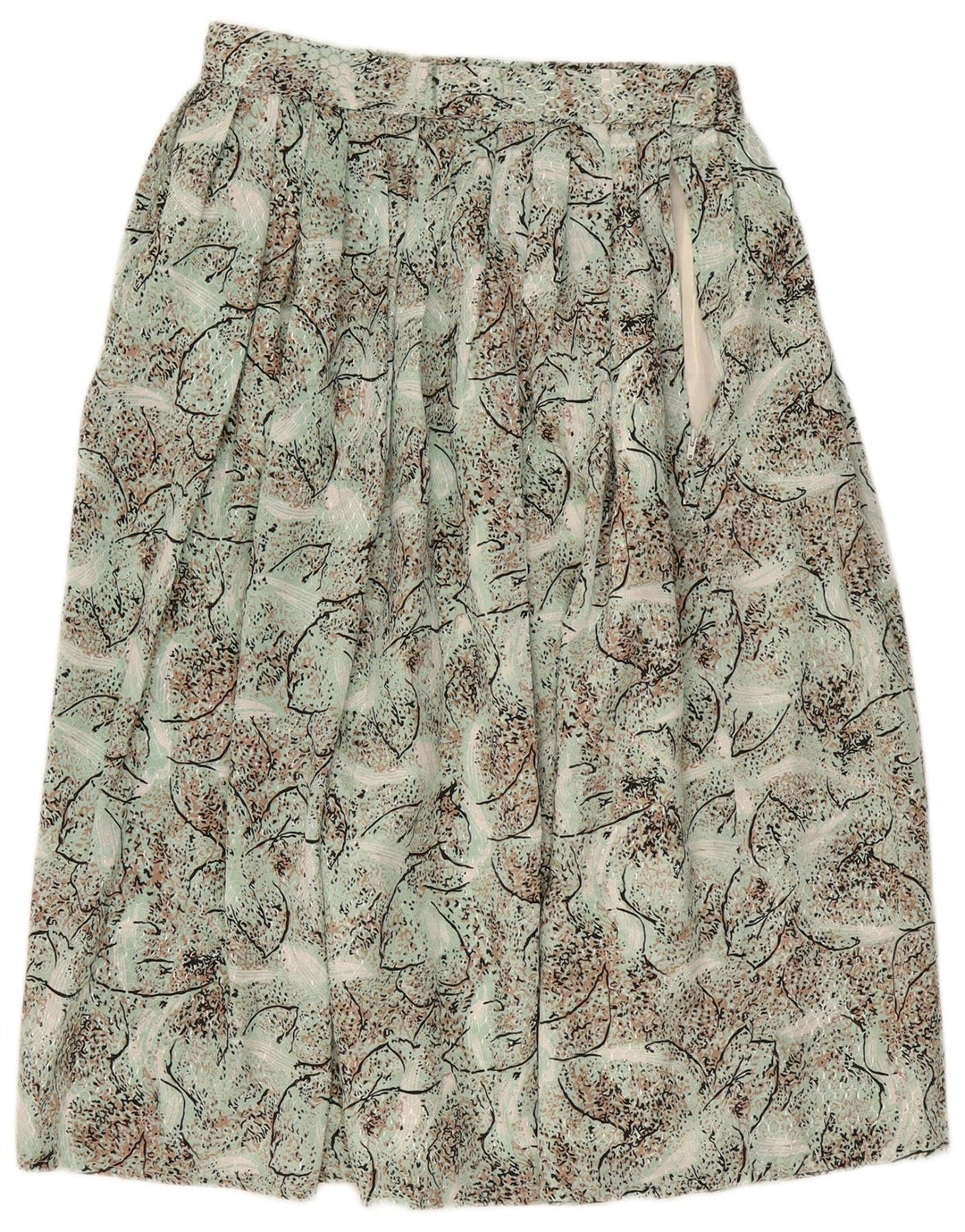 Fusta plisată cu model abstract pentru femei vintage W28 verde mediu