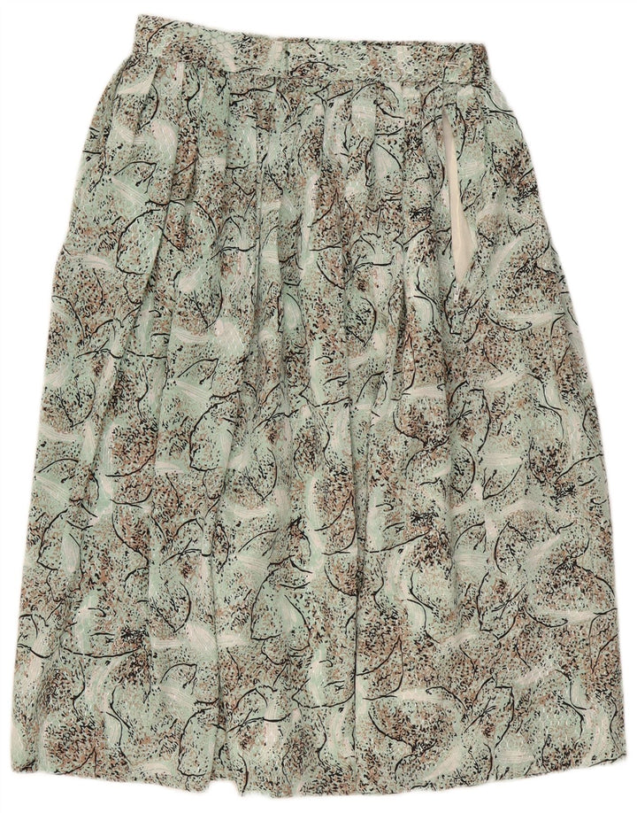 Fusta plisată cu model abstract pentru femei vintage W28 verde mediu