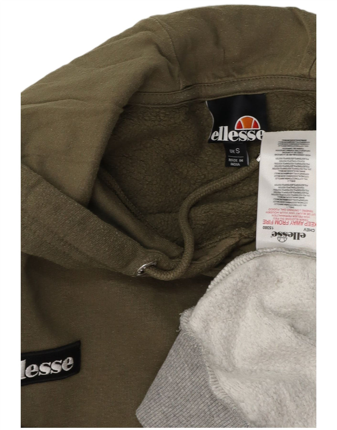 Pulover cu glugă cu grafică ELLESSE pentru bărbați, bumbac color block, kaki