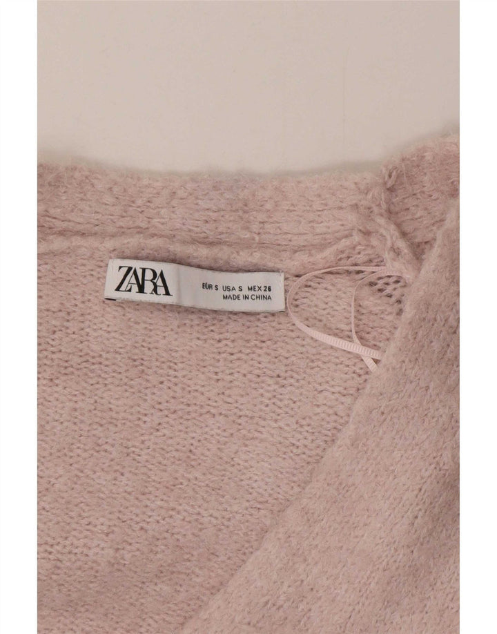 Pulover cardigan supradimensionat pentru femei Zara UK 10 Poliester roz mic