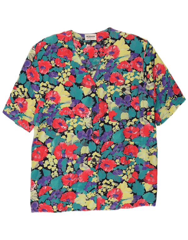 Bluză cămașă cu mânecă scurtă pentru femei Modiana UK 14 mare, multicoloră, florală