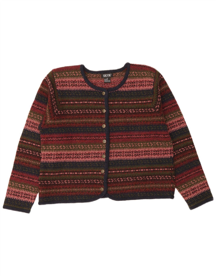 Pulover Cardigan Vintage pentru Damă UK 14 Medium Multicolor Fair Isle Lână