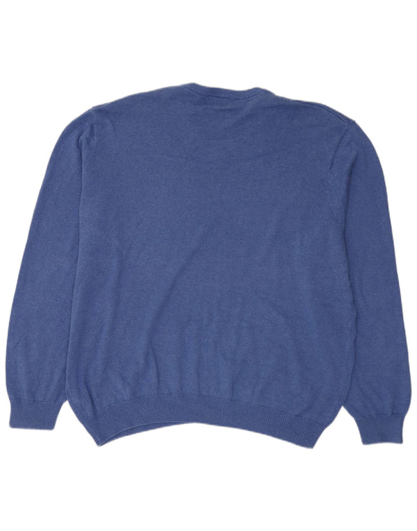 Pulover cu decolteu în V pentru bărbați Marks & Spencer, bumbac albastru 3XL