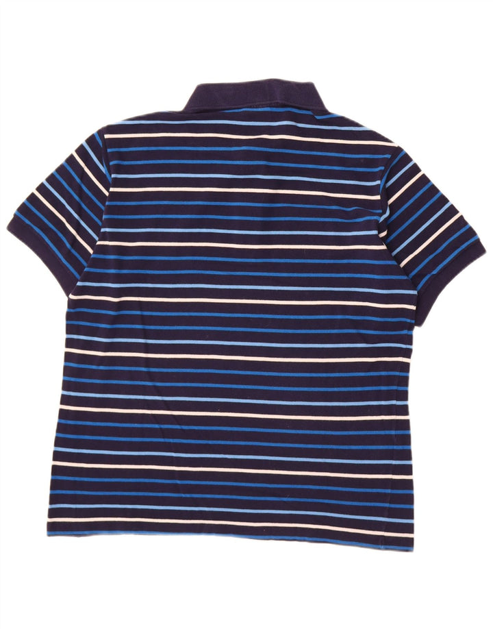Tricou polo Lacoste pentru bărbați, mărime 4, mediu, bleumarin, bumbac cu dungi