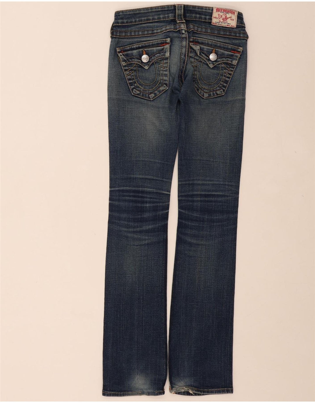TRUE RELIGION Blugi drepti pentru femei W24 L32 Bumbac bleumarin