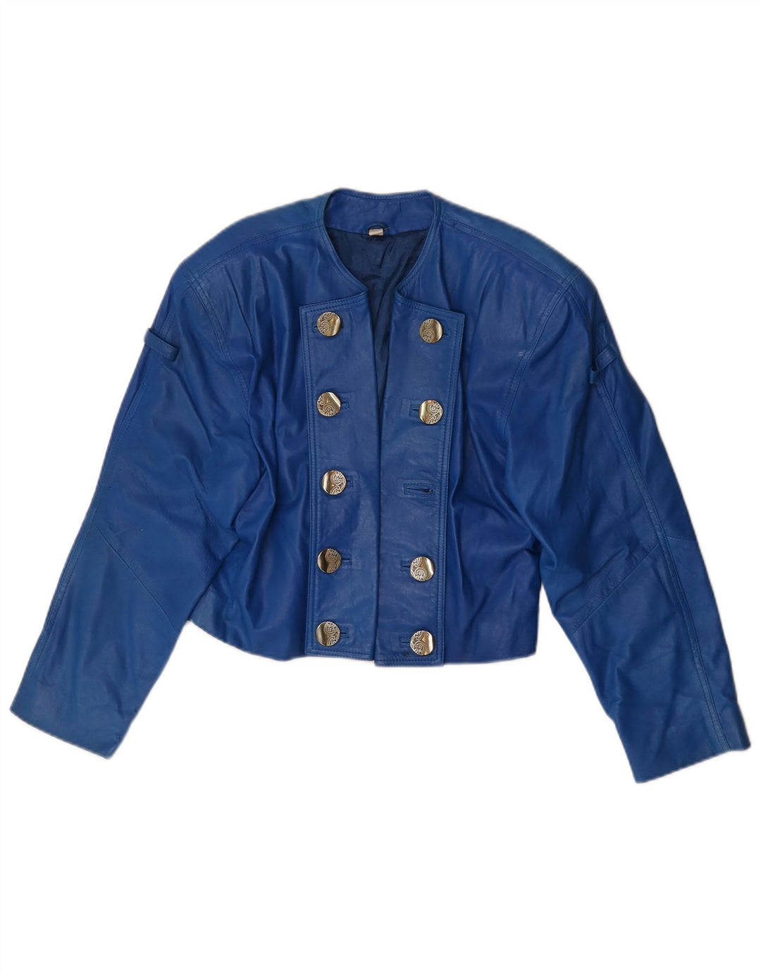 Jachetă de piele vintage pentru femei UK 10 Small Blue