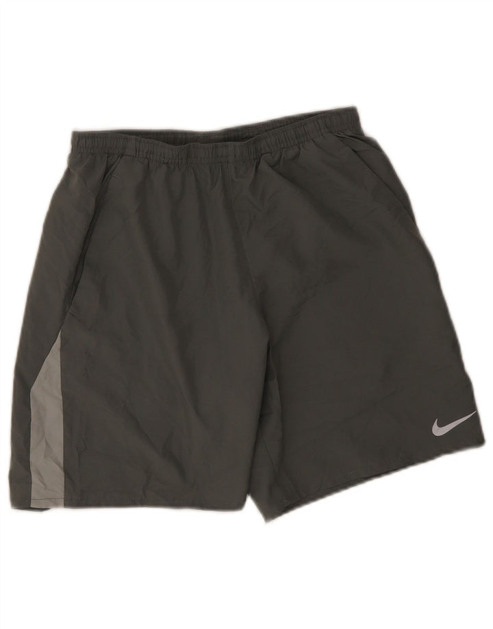 Pantaloni scurți sport Nike Dri Fit pentru bărbați, gri mici, poliester color bloc