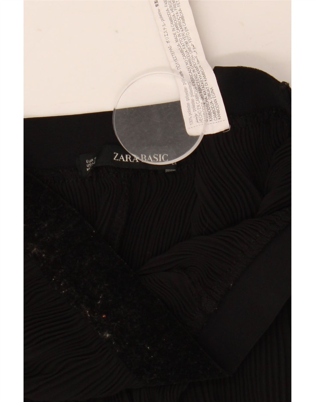 Pantaloni casual plisați evazați pentru femei Zara Mici L27 L23 Poliester negru