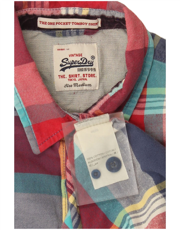 Cămașă de flanel pentru femei Superdry UK 14, bumbac cu carouri, multicoloră, medie