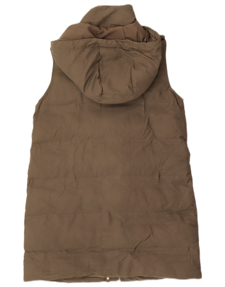 Gilet căptușit cu glugă pentru femei Zara UK 14 Medium Kaki Poliester