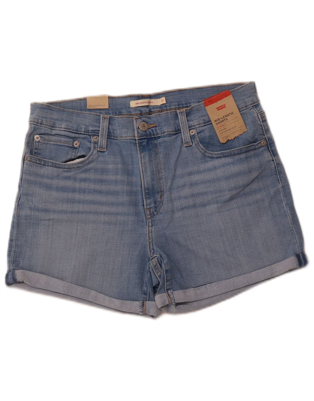 Pantaloni scurți din denim cu talie medie pentru femei LEVI'S US 12 Large W31 Blue Bumbac