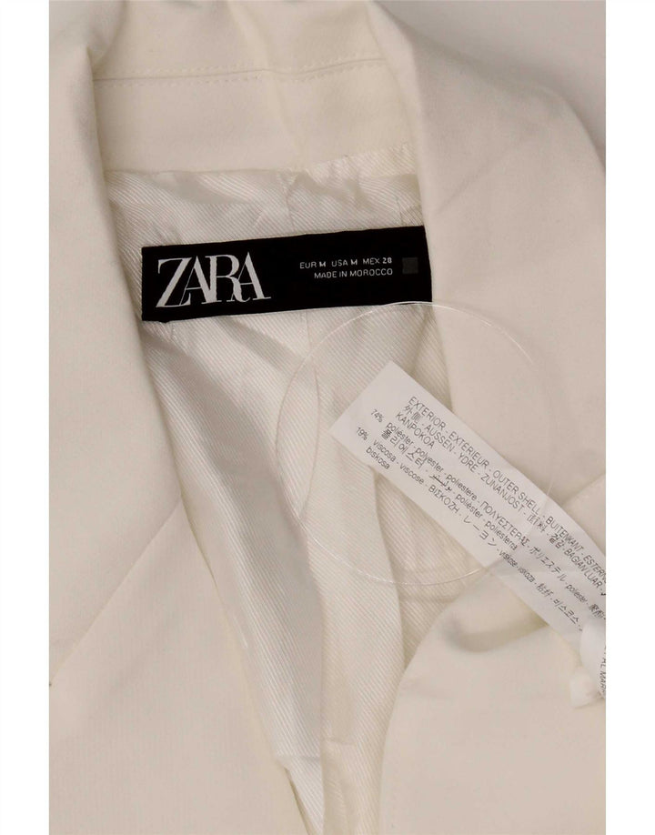 Blazer pentru femei Zara cu 1 nasture UK 14 Poliester alb mediu