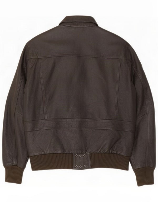 Vintage Mens Graphic Leather Flight Jachet pentru aviator UK 40 Large Brown