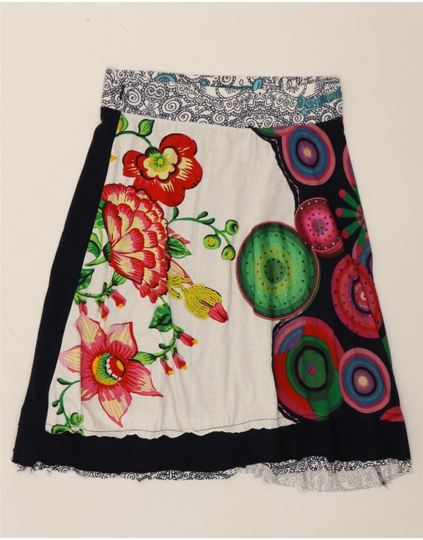 Fusta A-Line Desigual Womens Medium W28 Bleumarin Bumbac Floral