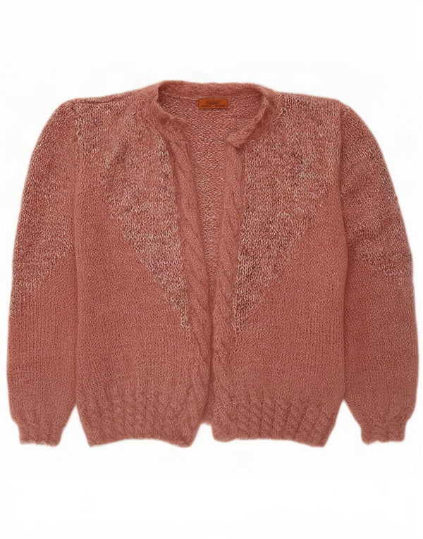 Pulover cardigan deschis supradimensionat pentru femei vintage UK 18 XL roz pete
