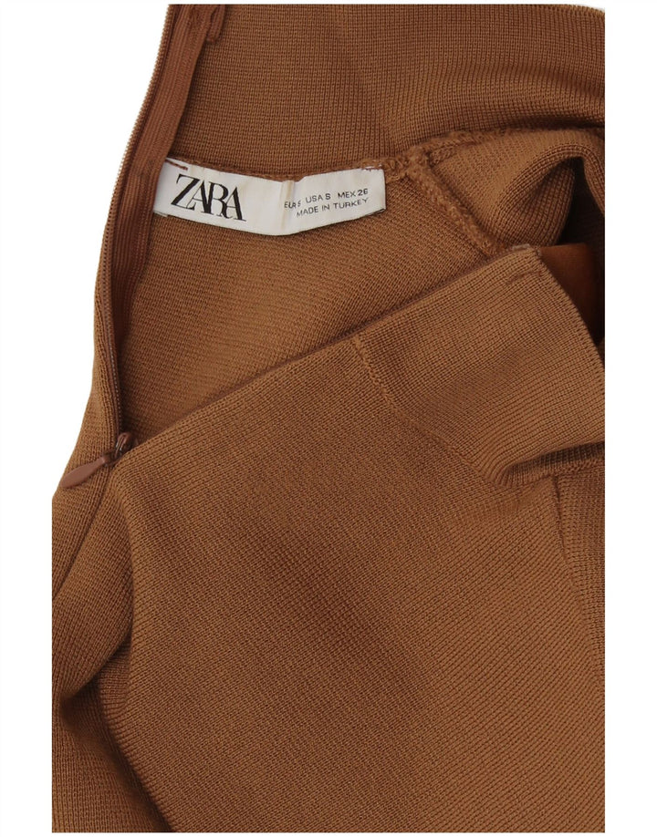 Bluză Crop Top Femei Zara UK 8 Mic Maro Viscoză