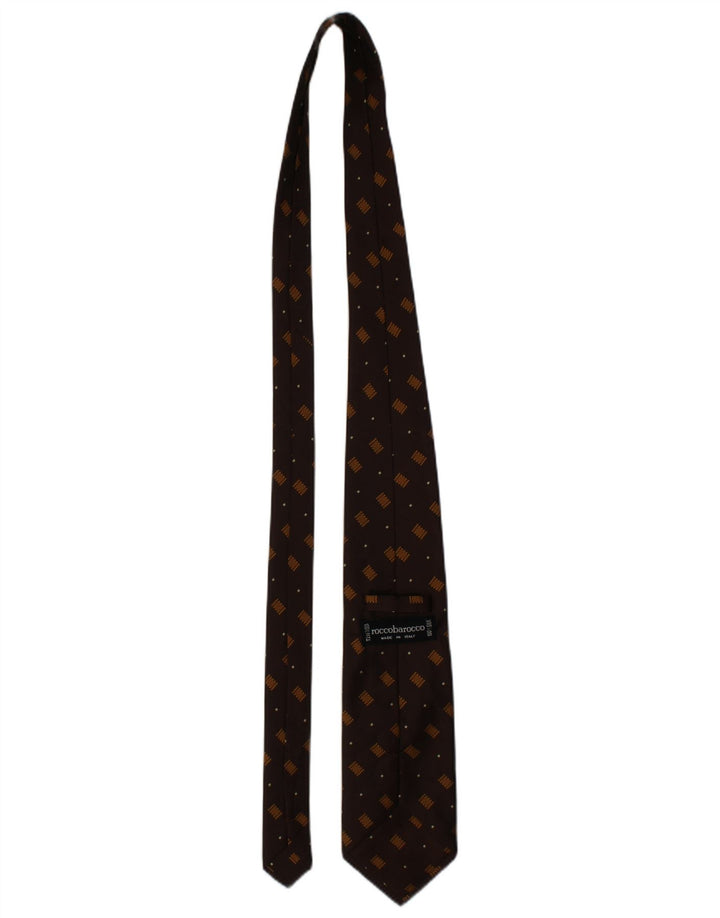 ROCCOBAROCCO Mens Tie One Size Brown Geometric Silk Classic