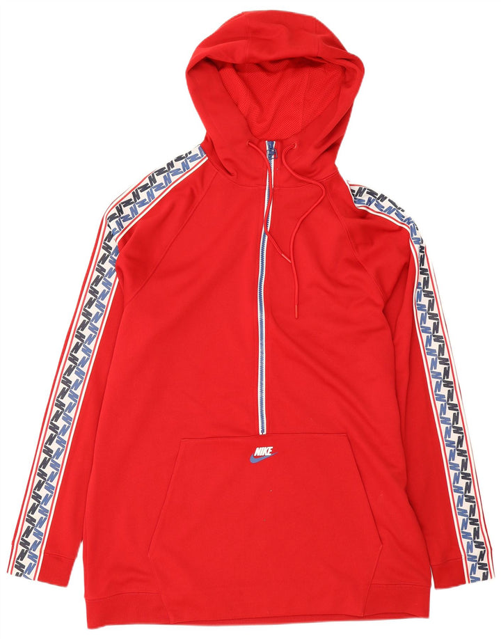 Nike Mens Graphic Zip Neck Hoodie Jumper Medium Red Colourblock Polyester