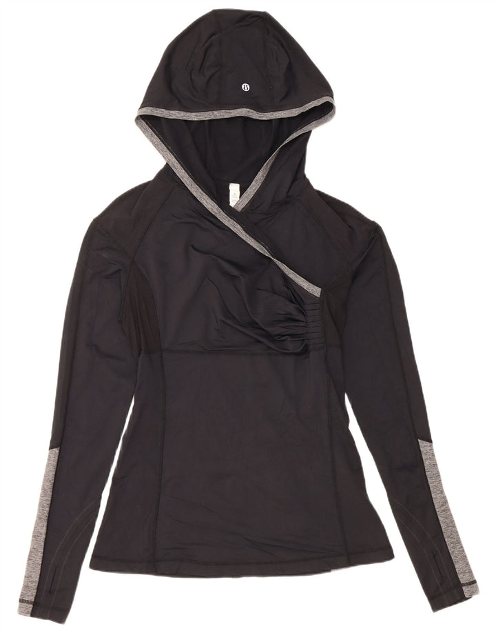 Lululemon Top cu glugă pentru femei cu mânecă lungă US 8 Medium Black Colorblock Nylon