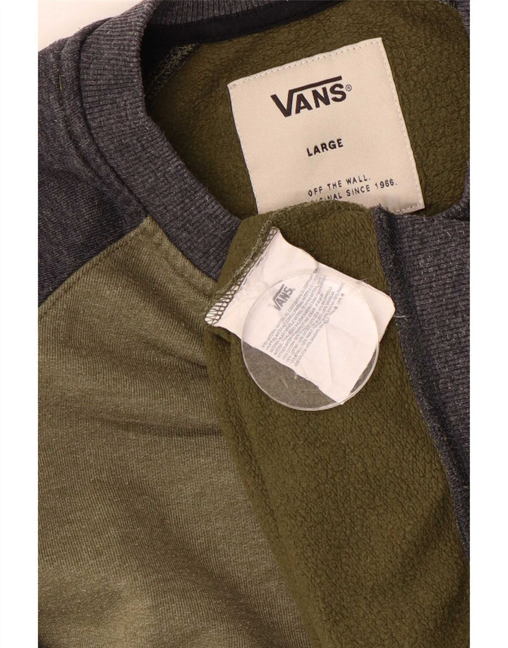 Hanorac pentru bărbați Vans Pulover mare Kaki Bumbac color bloc