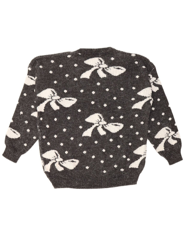 Pulover VINTAGE pentru femei cu decolteu rotund UK 16 mare, acrilic cu pete gri