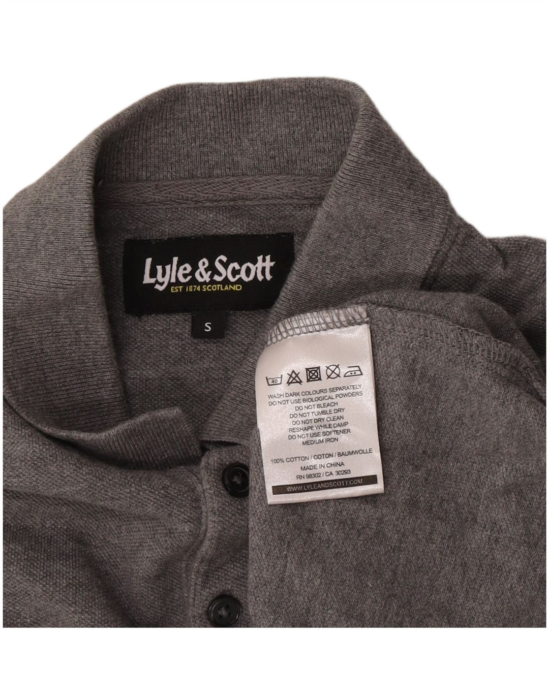 Tricou polo cu mânecă lungă pentru bărbați Lyle & Scott, bumbac gri mic