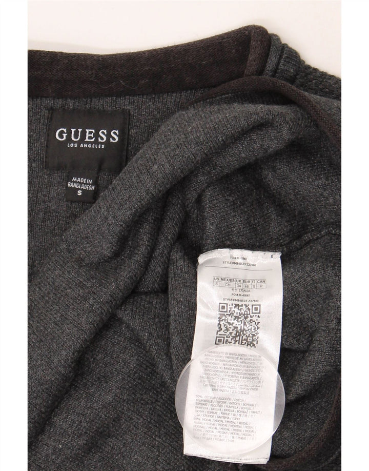 GUESS Mens V-Neck Jumper Sweater Small Grey Cotton Vintage Guess and Second-Hand Guess from Messina Hembry 
