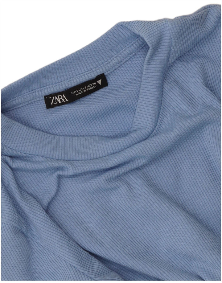 Crop Top pentru femei Zara cu mânecă lungă UK 8 Small Blue