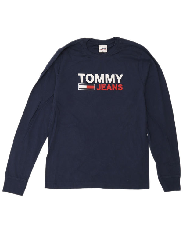 Top grafic pentru bărbați Tommy Hilfiger, cu mânecă lungă XS, bumbac bleumarin